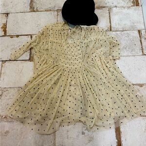 Free people polka dot oversized roomy netting top